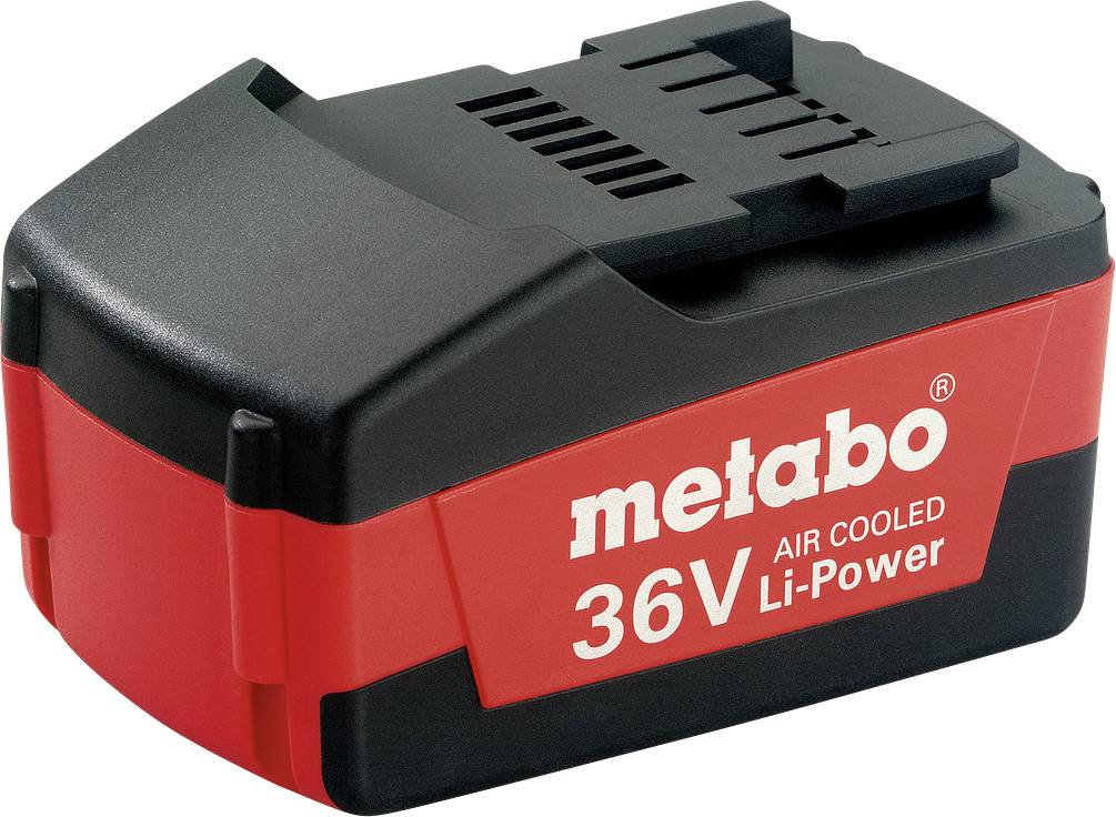 Batterie rechargeable Metabo 36V refroidie par air Li-Power, batterie rouge et noire pour outils électriques.