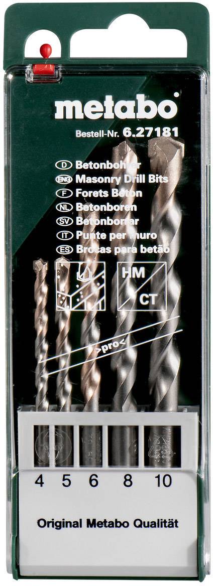 Metabo 627181000 Jeu de forets pour béton 5 pièces 4 mm, 5 mm, 6 mm, 8 mm, 10 mm 5 pc(s)