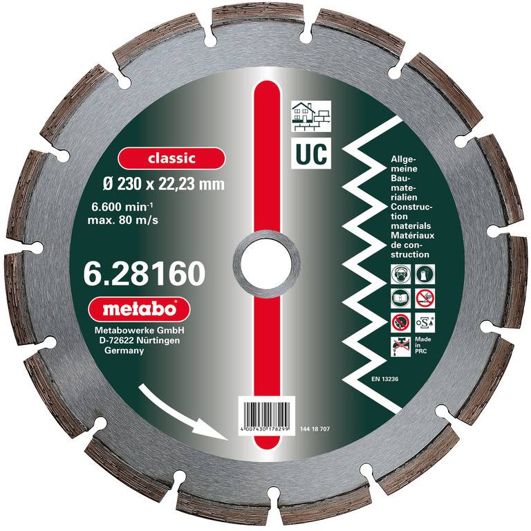 Disque à tronçonner diamanté Metabo 628159000 Dimension produit, Ø 180 mm 1 pc(s)