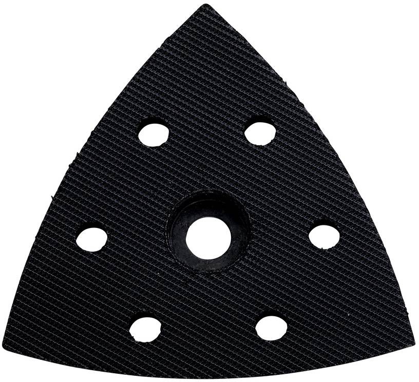 Plaque de base triangulaire pour outils de meulage, noir, six trous pour l'aspiration des poussières, adaptée aux travaux de meulage d'angle.