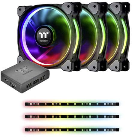 Thermaltake Riing Plus 12 RGB Kit Ventilateur pour PC noir, RVB (l x H x P) 120 x 120 x 25 mm avec éclairage LED