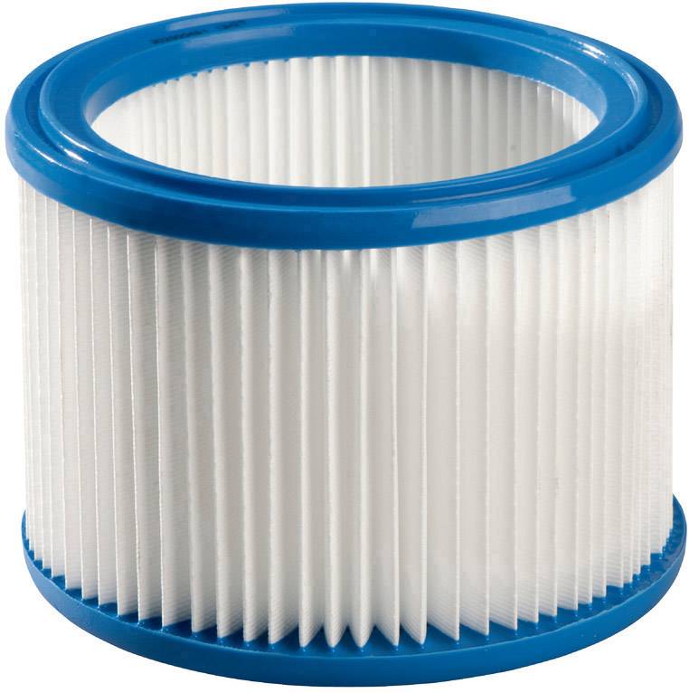 Filtre rond blanc à bords bleus, couramment utilisé pour les aspirateurs ou les purificateurs d'air.