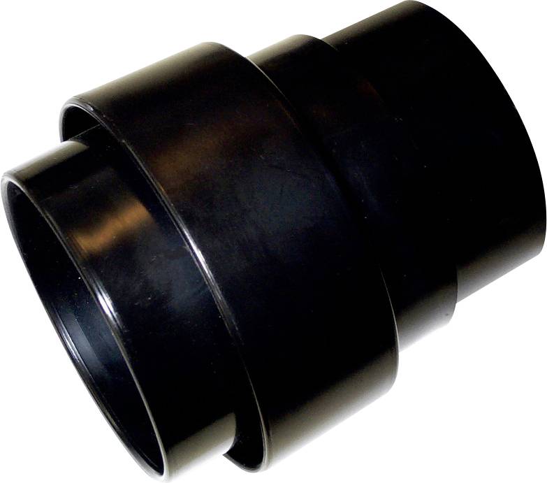 Pièce cylindrique noire en plastique, composée de plusieurs bagues emboîtables les unes dans les autres, probablement un adaptateur.
