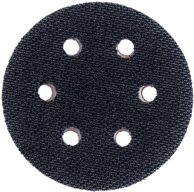 Papier de verre circulaire avec six trous uniformément répartis, utilisé pour les ponceuses dans le traitement des surfaces.