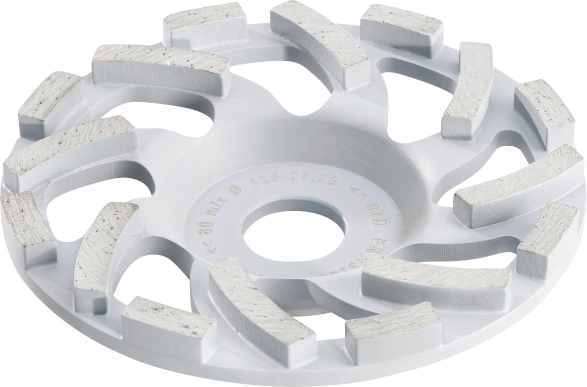 Disque de meulage à segments abrasifs, utilisé pour lisser des surfaces telles que le béton ou la pierre.