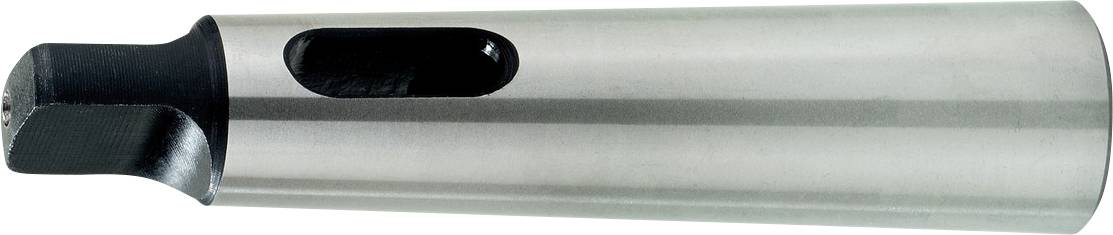 Adaptateur de forage métallique de forme cylindrique avec pointe noire, adapté à la fixation d'outils de perçage dans les machines.