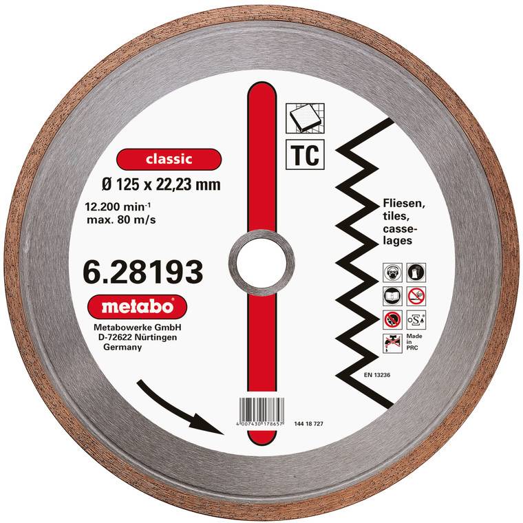 Disque à tronçonner diamanté 1 pièce Metabo 628193000 125 mm 1 pc(s)