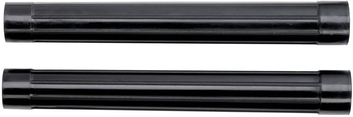 Deux tiges cylindriques noires, disposées horizontalement côte à côte sur un fond blanc.