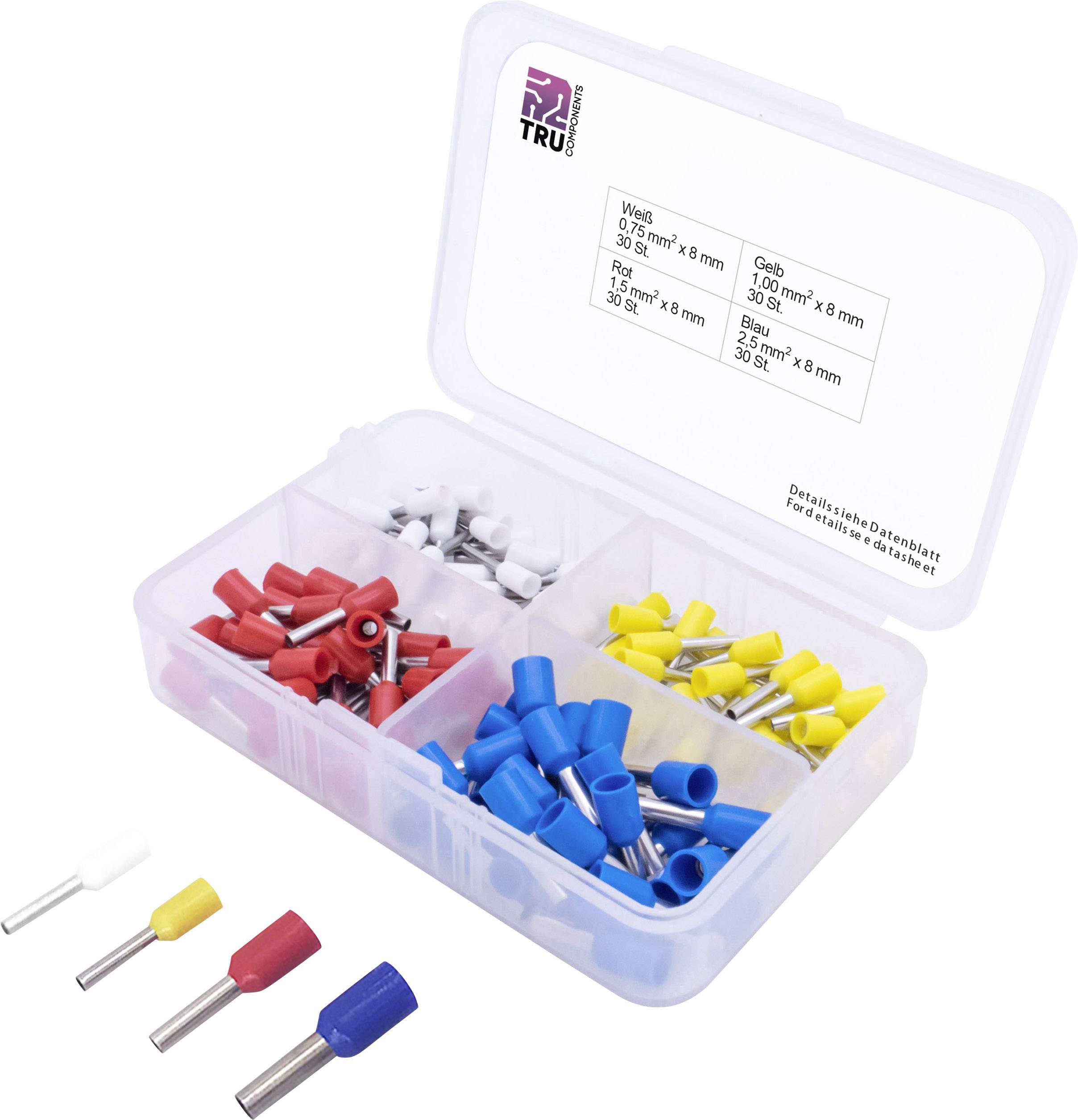 Assortiment d'embouts simples TRU COMPONENTS 0.75 mm² partiellement isolé 120 pc(s)