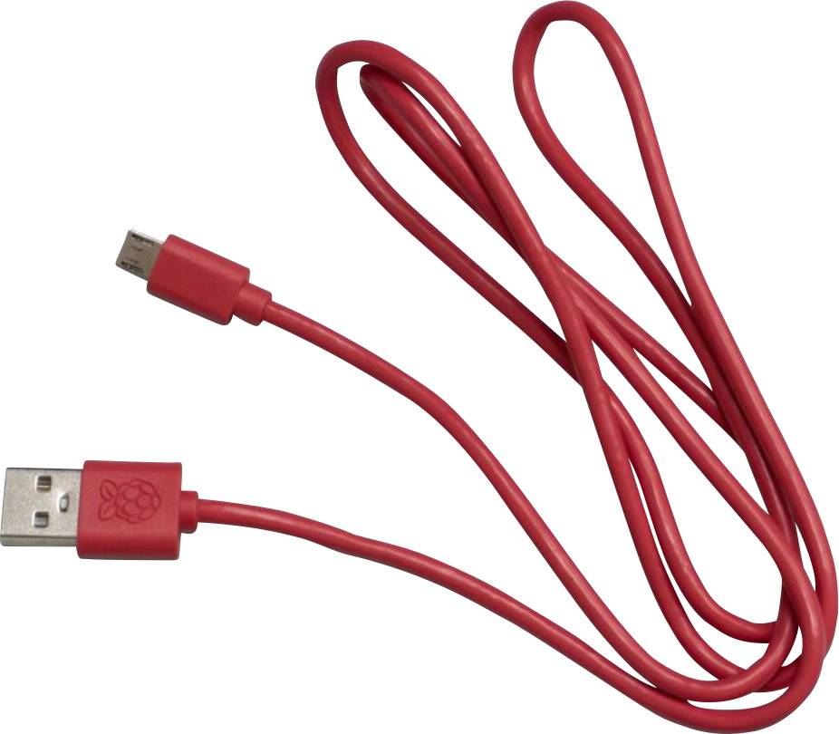 Câble USB rouge avec une fiche USB standard d'un côté et une fiche Micro-USB de l'autre côté.