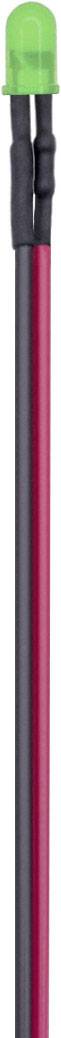 Un petit tube vert avec deux câbles, un rouge et un noir.