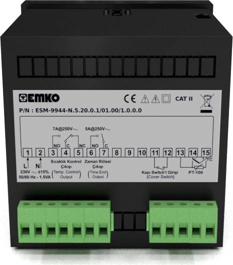 Régulateur de température Emko ESM-9944-N 2 points, P, PI, PD, PID Pt100, J, K, R, S -200 à 1700 °C Relais 7 A (L x l x H) 96