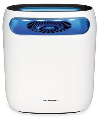 Un déshumidificateur blanc avec une zone de ventilation bleue, portant le marquage 'BLAUPUNKT'.
