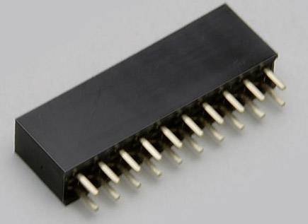 Un connecteur électronique noir rectangulaire avec 10 broches dorées pour connexions.