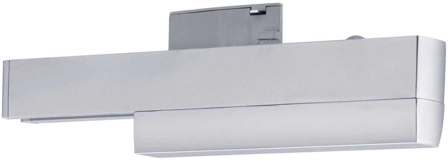 Un ferme-porte argenté de forme rectangulaire, adapté à la fermeture automatique des portes dans les bâtiments.