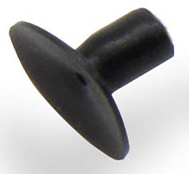 Petit morceau de plastique noir en forme de chapeau.