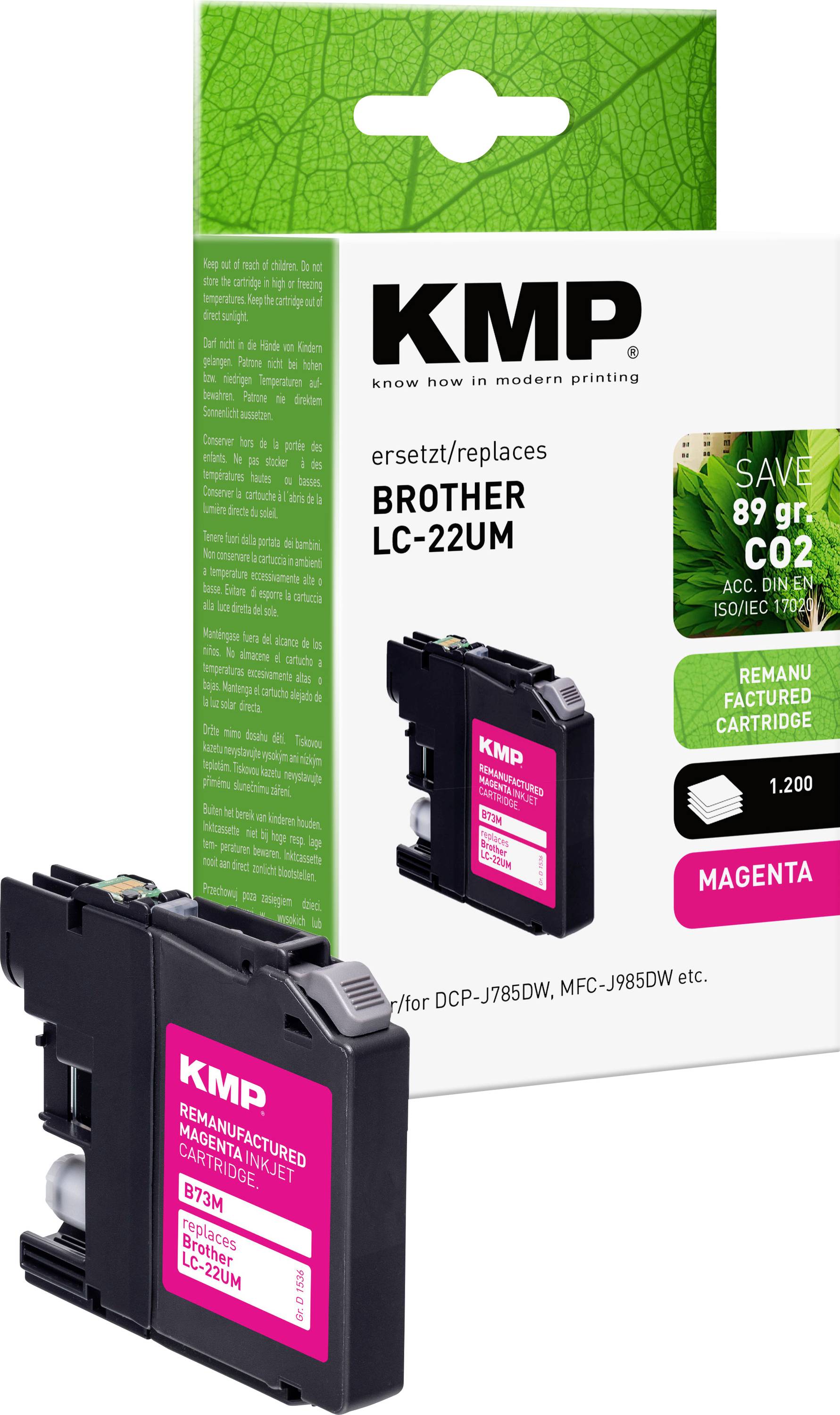 KMP Encre remplace Brother LC-22UM compatible magenta B73M 1536,4006