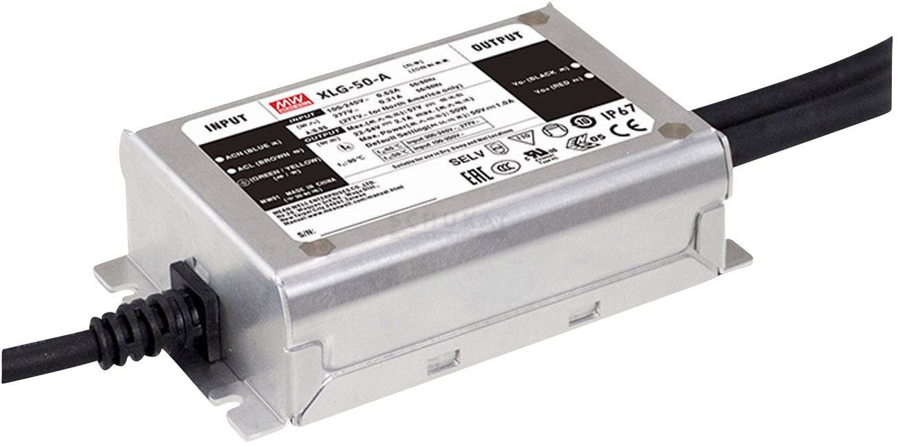 MEAN WELL XLG-50-AB Driver de LED à puissance constante 50 W 530 mA - 2.1 A 22 - 54 V/DC circuit PFC, réglable, dimmable