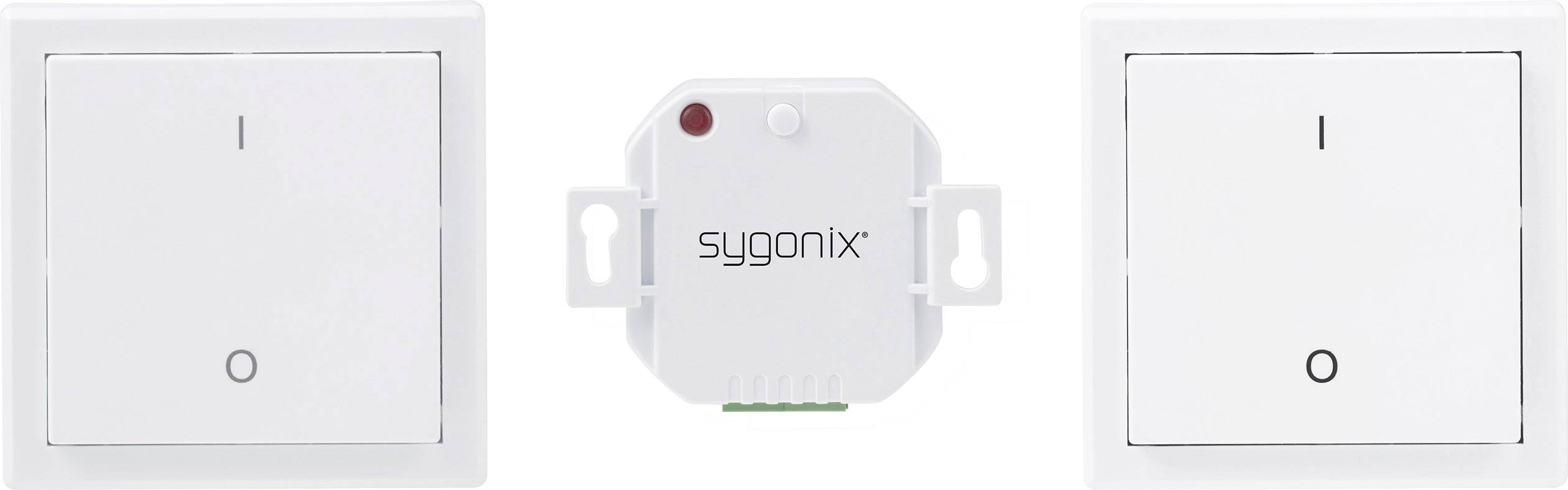 'Interrupteurs blancs et un module au centre portant l'inscription sygonix, adapté pour le contrôle ou l'installation dans un système électrique.'