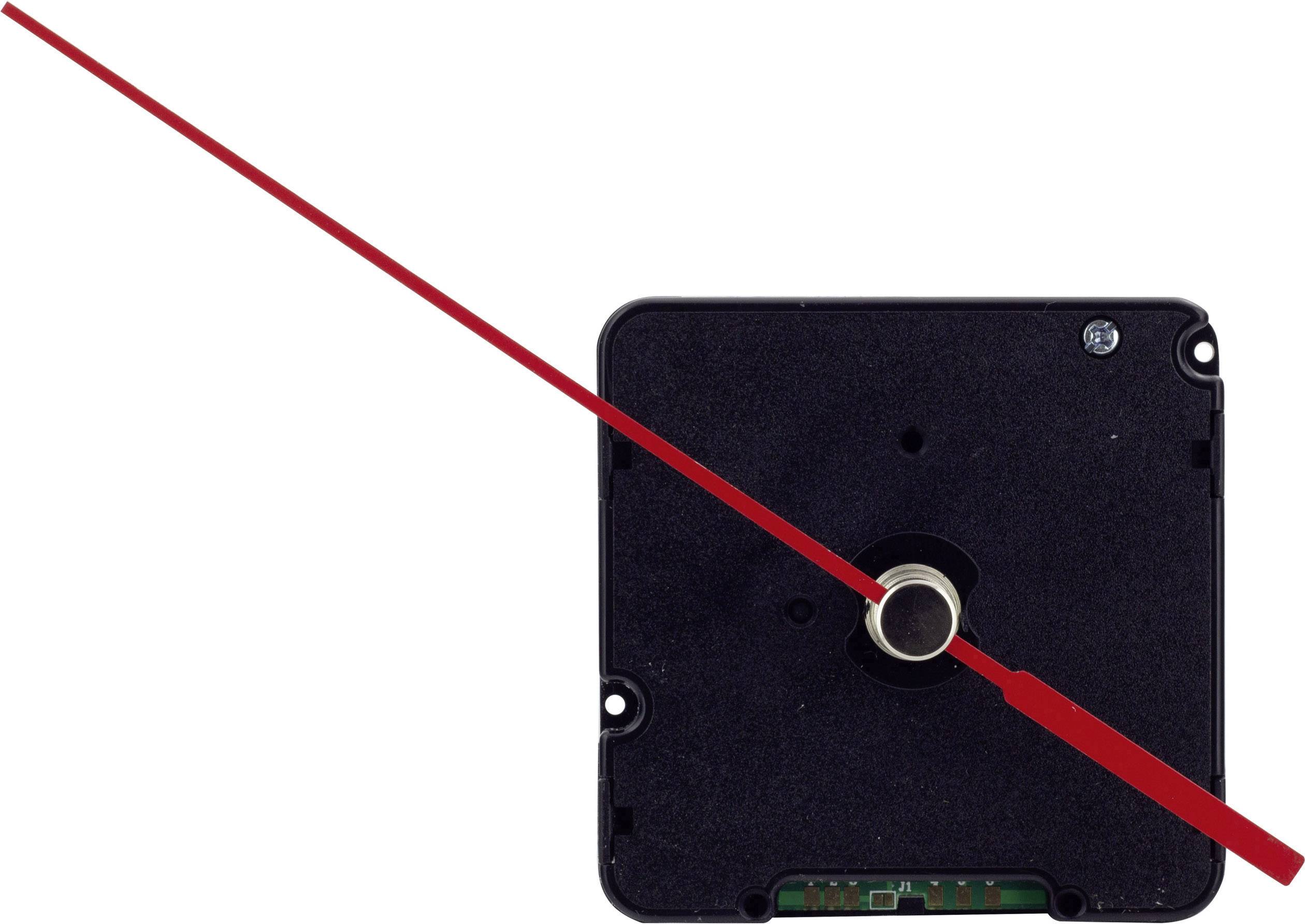 Mécanisme d'horlogerie noir et rouge à deux aiguilles.