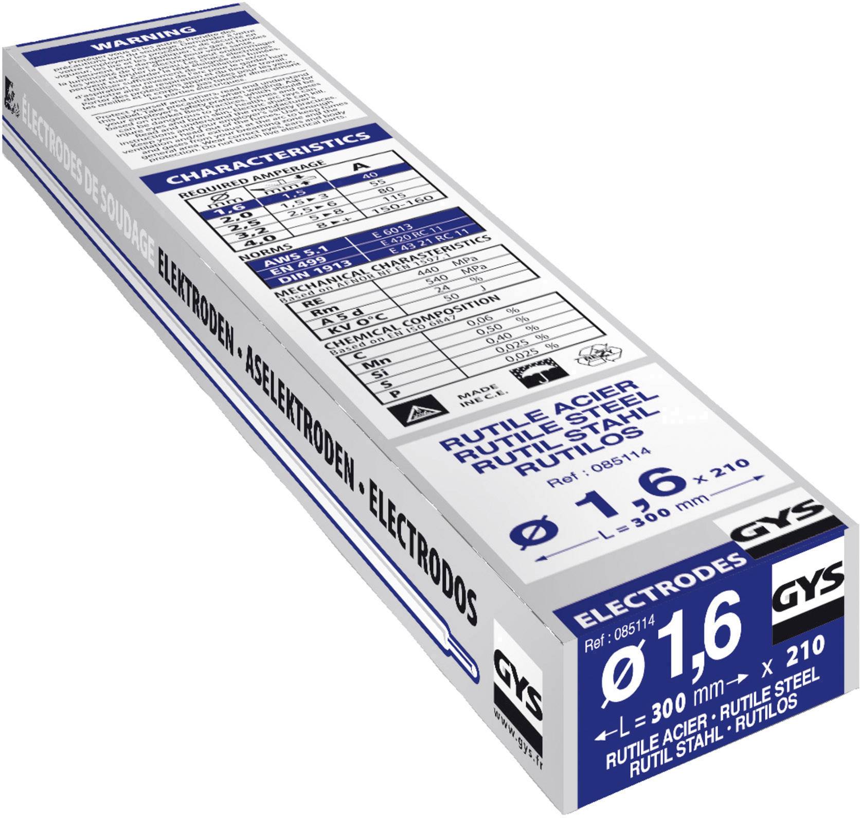 Électrodes de soudage GYS (Ø x L) 1.6 mm x 300 mm 40 A (max.) 210 pc(s)