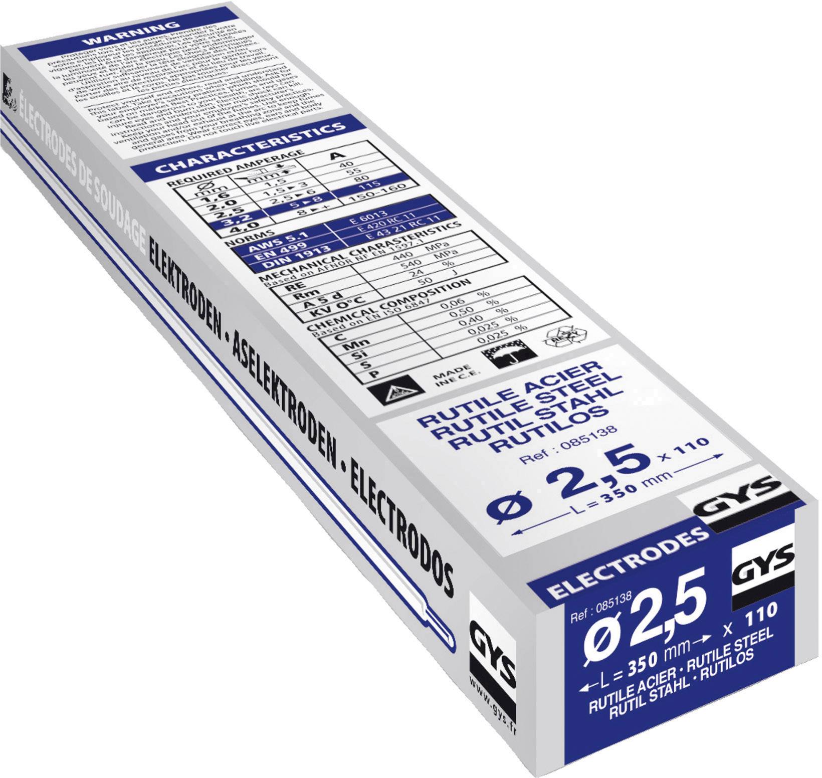 GYS Électrodes de soudage 110 pc(s) (Ø x L) 2.5 mm x 350 mm 80 A (max.)