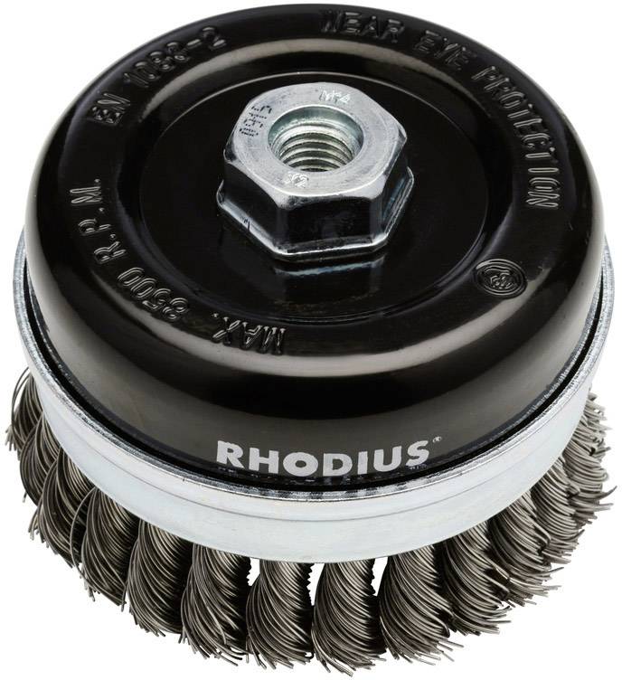Brosse métallique avec poils torsadés, adaptée pour meuleuse d'angle. Utilisée pour le nettoyage et le décapage de métaux.