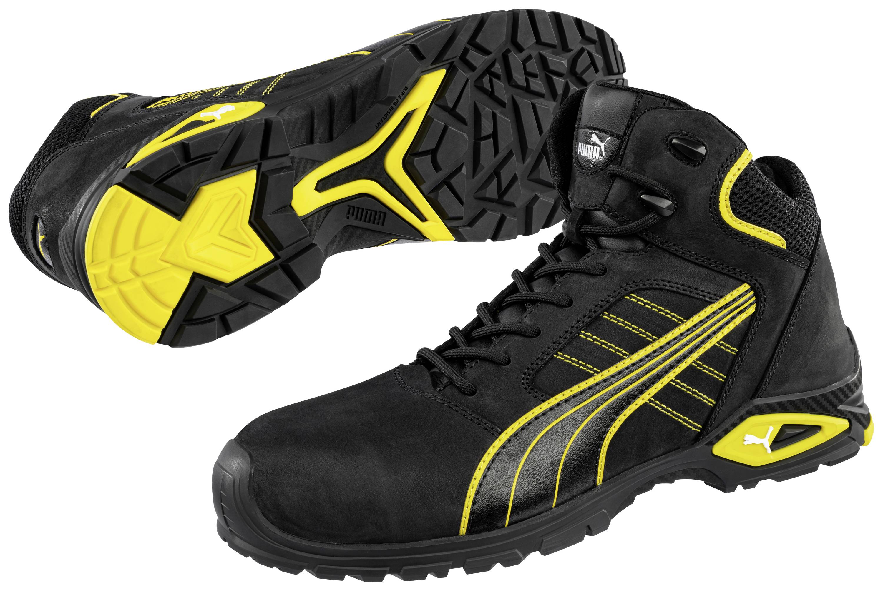 PUMA Amsterdam Mid 632240-45 Chaussures montantes de sécurité S3 Pointure (EU): 45 noir, jaune 1 pc(s)