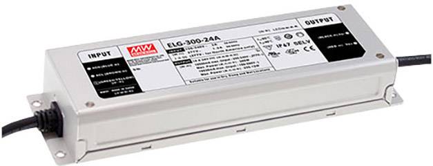 Bloc d'alimentation avec câbles, numéro de modèle 'ELG-300-24A'. L'étiquette contient des informations sur les spécifications techniques et les connexions.