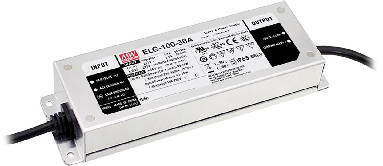 MEAN WELL ELG-100-24AB-3Y Driver de LED à tension constante 96 W 2 - 4 A 21.6 - 26.4 V/DC fonction dimmeur 3 en 1, montage sur