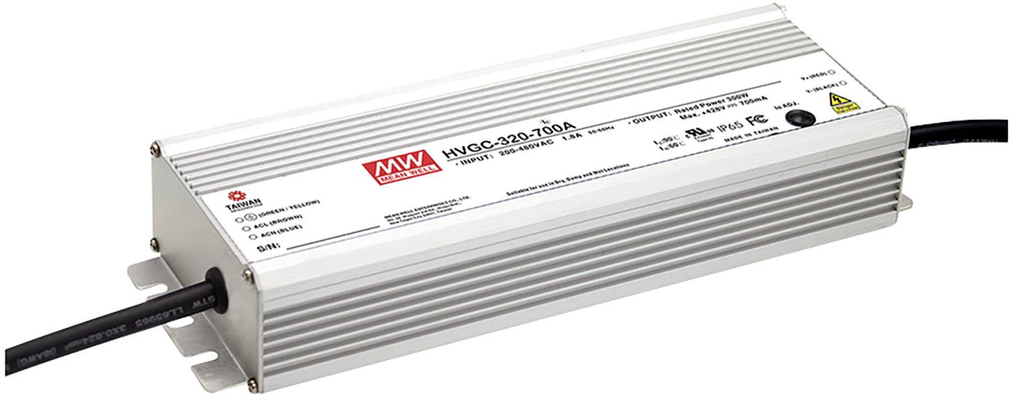 MW Mean Well HVGC-320-700AB Driver de LED à courant constant 300 W 350 - 700 mA 214 - 428 V/DC réglable, dimmable, fonction
