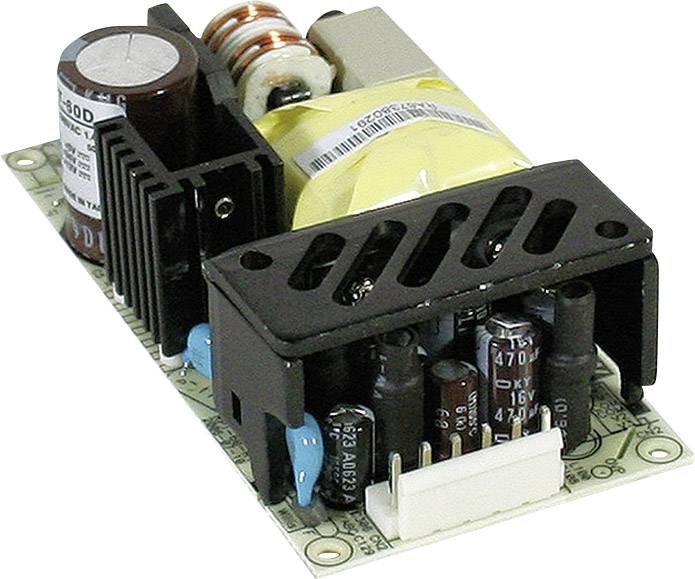 Un bloc d'alimentation sur une carte de circuit imprimé avec divers composants électroniques tels que des condensateurs et des bobines, prêt à être monté.