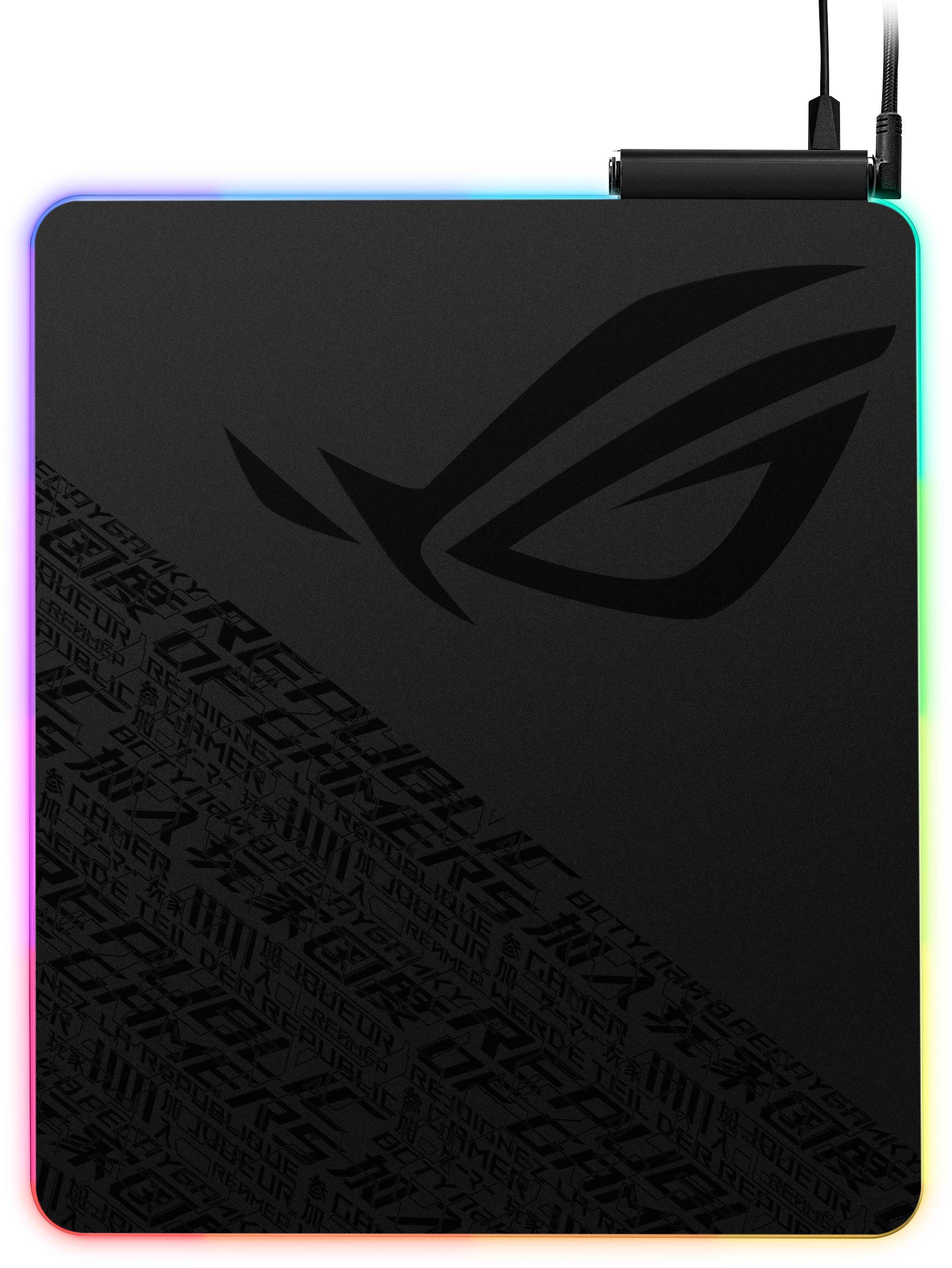 Tapis de souris de gaming Asus ROG Balteus QI éclairé, chargement sans fil noir, RVB