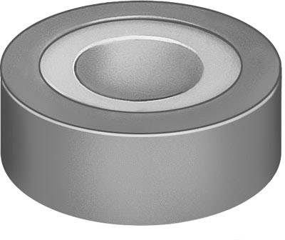 Une pièce cylindrique métallique avec un centre creusé.