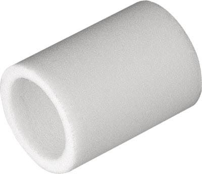 Morceau de mousse cylindrique, blanc, creux au centre. Souvent utilisé comme mousse filtrante dans diverses applications.