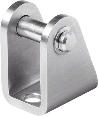 Équerre métallique en acier avec angles arrondis et boulon. Utilisée pour une fixation stable dans diverses constructions.