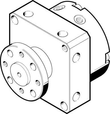Dessin technique d'une bride carrée avec un trou central et plusieurs perçages de fixation.