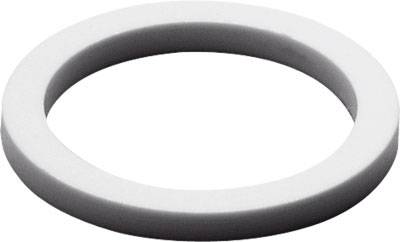 Joint blanc rond, probablement en caoutchouc ou en plastique, sur fond blanc.