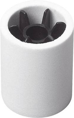 Un filtre en céramique cylindrique blanc avec une zone intérieure noire en forme d'étoile, probablement une pièce de rechange pour un filtre à eau.
