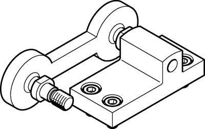 Dessin technique d'une charnière composée de deux plaques reliées par une vis. Illustre la structure et le mode de connexion.