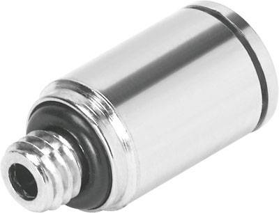 Un objet métallique cylindrique avec une extrémité cannelée et une surface lisse, probablement un élément de connexion ou un adaptateur.