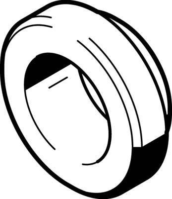 Illustration d'un dévidoir de ruban adhésif rond, vu de dessus.