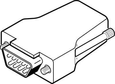 Dessin d'une prise VGA avec connecteur rectangulaire et vis sur le côté.