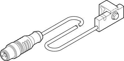 Dessin au trait d'un modèle schématique d'un connecteur électrique avec une vis de serrage.