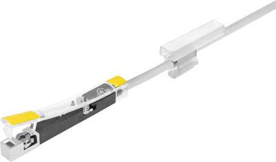 Un câble électrique équipé d'un connecteur et d'un collier de fixation qui garantit stabilité et sécurité de connexion.