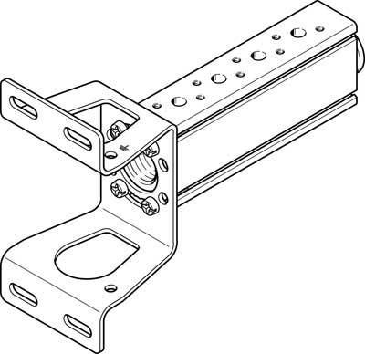 Dessin technique d'un support d'angle métallique avec des trous de fixation. Présente les détails de la construction et des perçages.