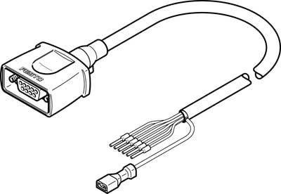 Illustration d'un câble avec un connecteur D-SUB à gauche et plusieurs fils dénudés à droite, adapté pour les connexions électriques.