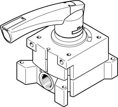 Un diagramme technique d'une vanne manuelle à rotation, utilisée dans les systèmes de canalisations pour contrôler le flux d'eau.