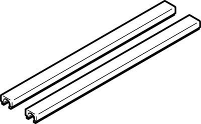 Deux profilés métalliques parallèles ayant une section transversale en forme de L, adaptés au renforcement ou au support de constructions.