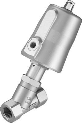 Une vanne pneumatique en argent utilisée dans des applications industrielles pour contrôler le flux de matériaux. Elle est fabriquée en métal.